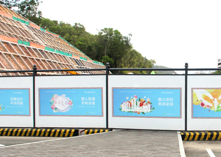 深圳C類交委款圍擋安裝案例-深圳龍崗蛇嶺大道圍擋安裝效果圖-A/B/C類圍擋-深圳市大通建材有限公司鋼圍擋生產定制廠家